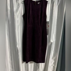 Calvin Klein burgundy faux suede sheath dress